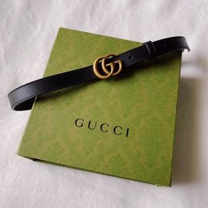 Authentic Gucci Leather Marmont Belt with Double G Buckle